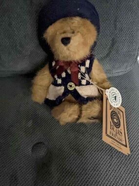 Boyd’s Bear Plush Brown Bear in Navy Hat & Patterned Vest - Bears & Friends